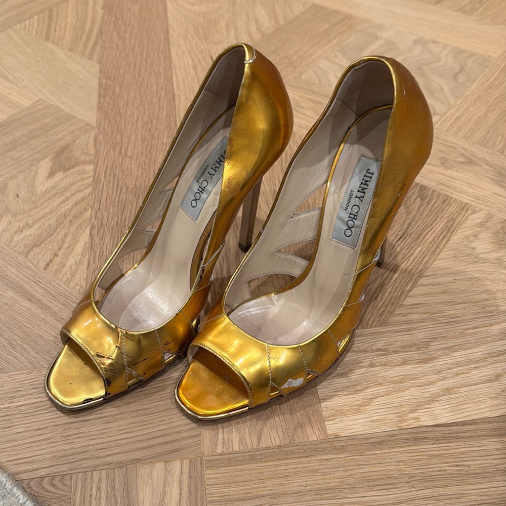 Jimmy Choo Mirrored Gold Shoes